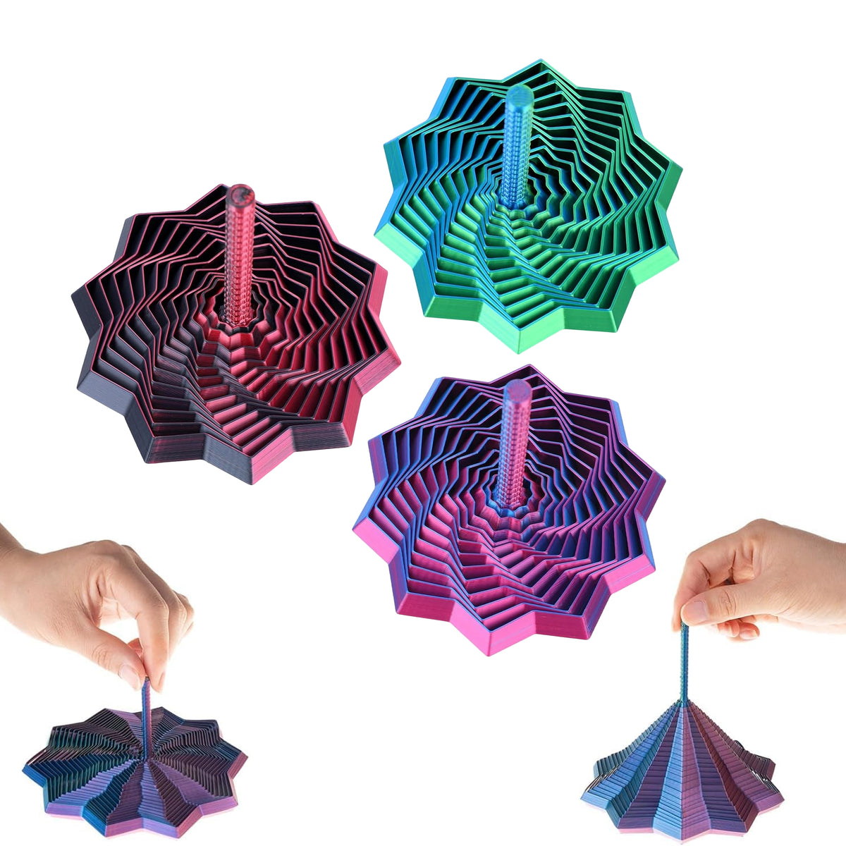 Collapsible Rainbow Fidget Spinner – 3D Printed Expanding Desk Toy