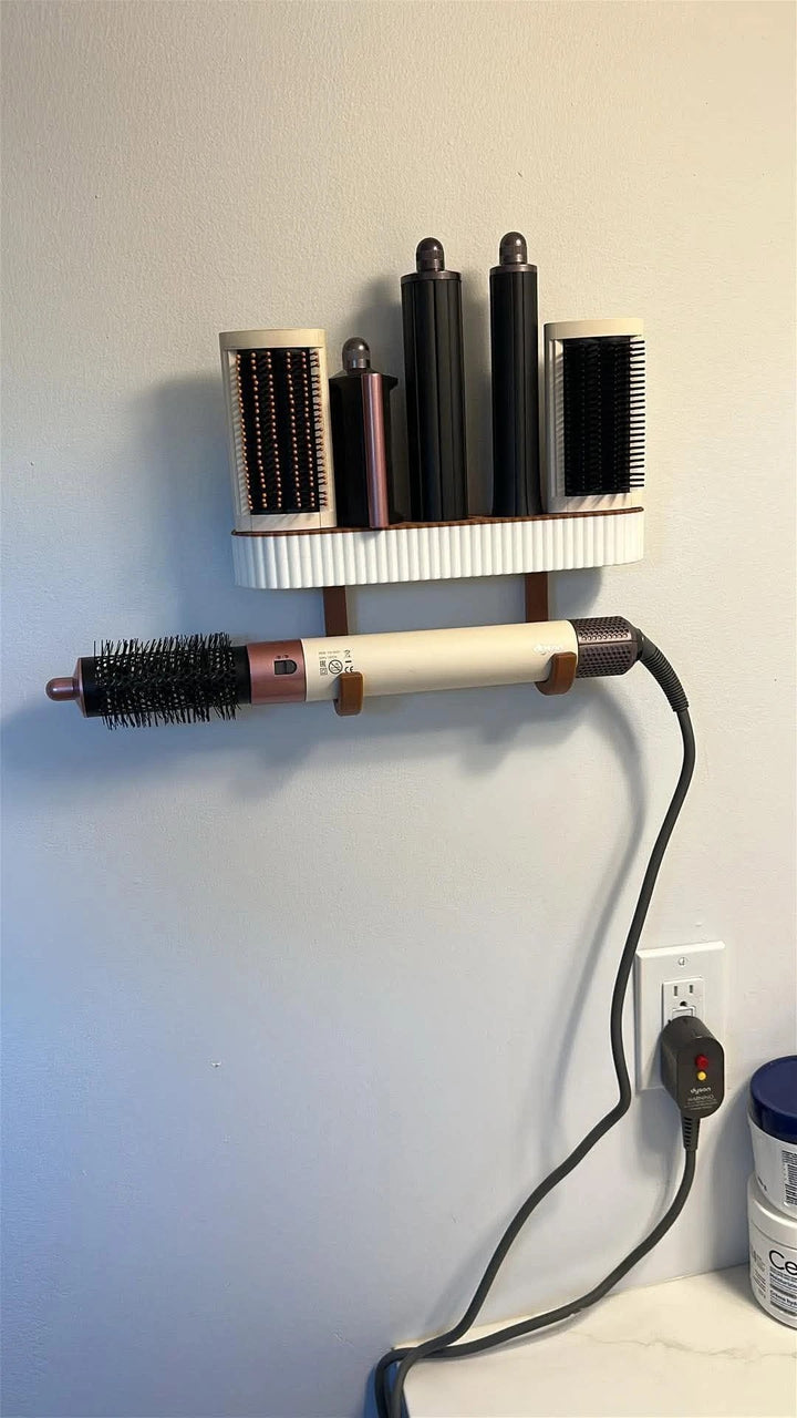 Hair styler organizer installed on a customer's bathroom wall